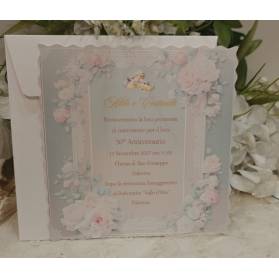 INVITO NOZZE D'ORO CON ROSE