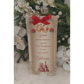 SEGNAPOSTO 50 ANNI DONNA ROSE ROSSE