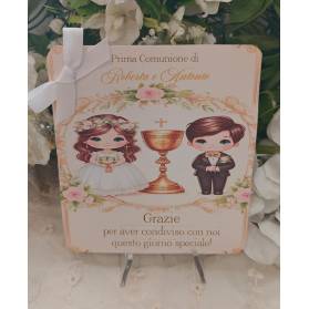 SEGNAPOSTO PRIMA COMUNIONE GEMELLI