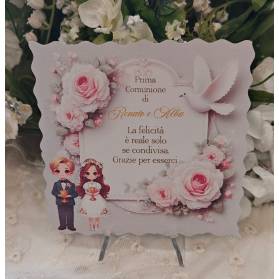 SEGNAPOSTO PRIMA COMUNIONE GEMELLI