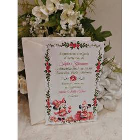 INVITO BATTESIMO NATALIZIO MINNIE E TOPOLINO