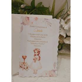 INVITO PRIMA COMUNIONE RAGAZZA CON CALICE