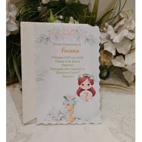 INVITO PRIMA COMUNIONE RAGAZZA CON CALICE