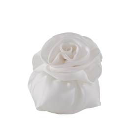 SACCHETTO MATRIMONIO CON FIORE IN RASO BIANCO