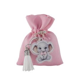 SACCHETTO NASCITA CON PORTACHIAVI ELEFANTE