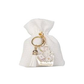 SACCHETTO COMUNIONE CON PORTACHIAVI CON CONFETTI