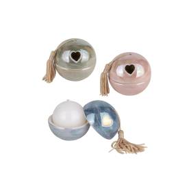 BOMBONIERA SFERA CON CANDELA IN PORCELLANA CON CONFETTI