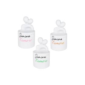 BOMBONIERA PORTA CANDELA IN PORCELLANA CON CONFETTI