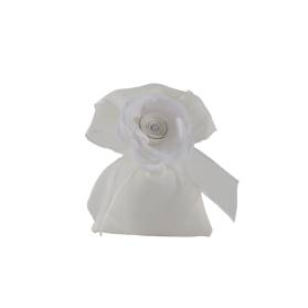SACCHETTO MATRIMONIO CON FIORE BIANCO