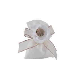SACCHETTO MATRIMONIO CON FIORE TORTORA