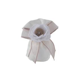 SACCHETTO MATRIMONIO CON FIORE TORTORA