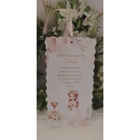 SEGNALIBRO PRIMA COMUNIONE RAGAZZA CON CALICE