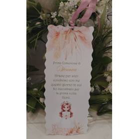 SEGNALIBRO PRIMA COMUNIONE RAGAZZA CON CALICE
