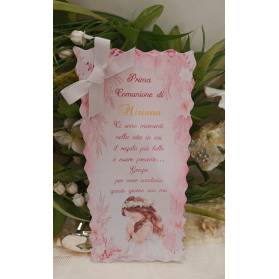 SEGNALIBRO PRIMA COMUNIONE BIMBA CHE PREGA