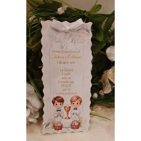 SEGNALIBRO PRIMA COMUNIONE GEMELLI