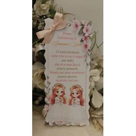 SEGNALIBRO PRIMA COMUNIONE GEMELLE
