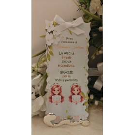 SEGNALIBRO PRIMA COMUNIONE GEMELLE