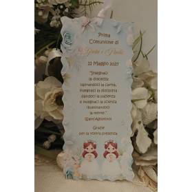 SEGNALIBRO PRIMA COMUNIONE GEMELLE