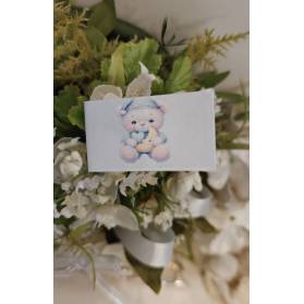 BIGLIETTINO NASCITA ORSETTO FIOCCO E CUORE