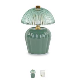 BOMBONIERA LAMPADA A LED VETRO VERDE CON CONFETTI