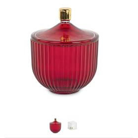 BOMBONIERA POTICHE PLISSE' IN VETRO E CONFETTI