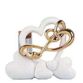 BOMBONIERA CUORI ORO INTRECCIATI CON CONFETTI