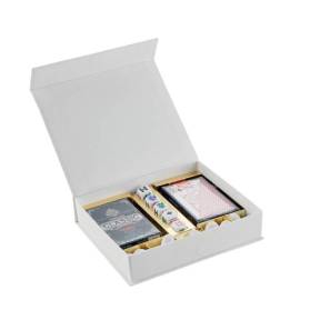 BOX CON 2 MAZZI DI CARTE E DADI CON CONFETTI