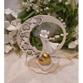 BOMBONIERA COPPIA SPOSI CON CUORE ORO