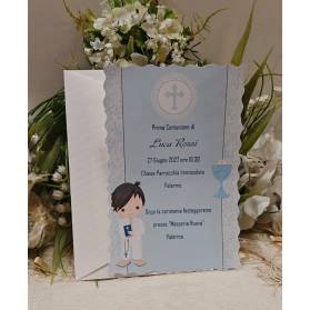 INVITO PRIMA COMUNIONE RAGAZZO CON BUSTA