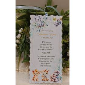 SEGNALIBRO BATTESIMO GEMELLI ANIMALI