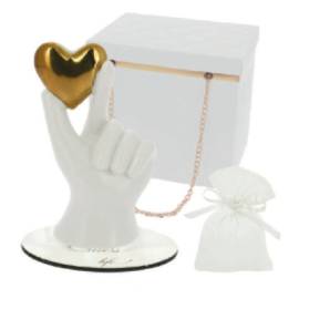 BOMBONIERA MANO CON CUORE CON BORSETTA E CONFETTI