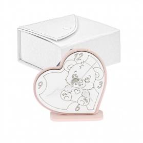 BOMBONIERA OROLOGIO CUORE ORSETTO