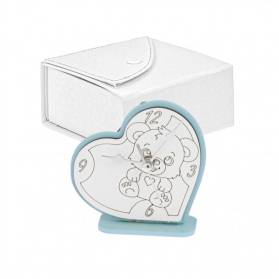 BOMBONIERA OROLOGIO CUORE ORSETTO