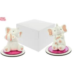 BOMBONIERA ELEFANTINO SU BASE IN PLEXI COMPLETA DI CONFEZIONE