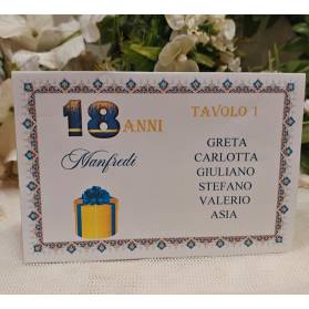 SEGNATAVOLO 18 ANNI CON NOMI INVITATI