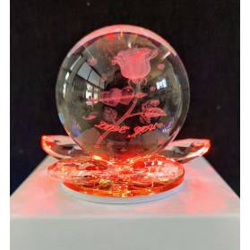 BOMBONIERA SFERA DI VETRO LED COMPLETA DI CONFEZIONE