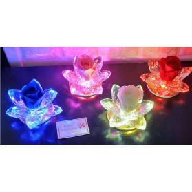 BOMBONIERA NINFEA LED CON BASE IN CRISTALLO COMPLETA DI CONFEZIONE