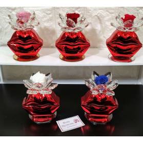 BOMBONIERA CON ROSA BASE IN CRISTALLO COMPLETA DI CONFEZIONE