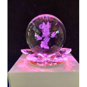 BOMBONIERA SFERA DI VETRO MINNIE LED COMPLETA DI CONFEZIONE