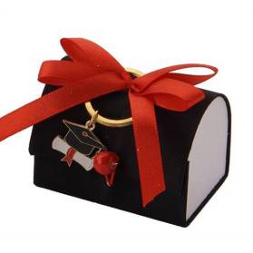 BAULETTO LAUREA NERO CON PORTACHIAVI E CONFETTI