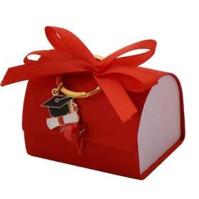 BAULETTO LAUREA ROSSO CON PORTACHIAVI E CONFETTI
