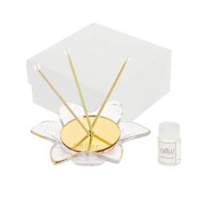 BOMBONIERA CRILU PROFUMATORE FIORE ORO SPECCHIATO CON CONFETTI