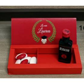 SCATOLA LAUREA CON LIQUORE MIGNON E CONFETTI