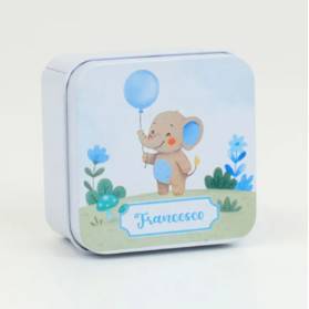 SCATOLINA NASCITA CON IL NOME IN ALLUMINIO