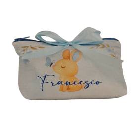 POCHETTE CON CERNIERA ORSETTO CON NOME E CONFETTI