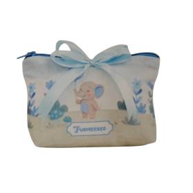 POCHETTE CON CERNIERA ELEFANTINO CON NOME E CONFETTI