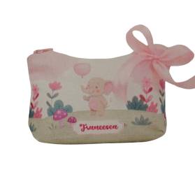POCHETTE CON CERNIERA ELEFANTINO CON NOME E CONFETTI