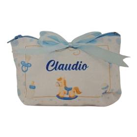 POCHETTE CON CERNIERA CAVALLINO CON NOME E CONFETTI