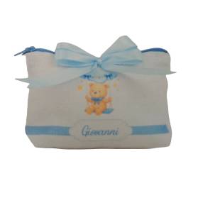 POCHETTE CON CERNIERA ORSETTO CON NOME E CONFETTI