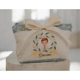 BUSTINA CON CERNIERA PRIMA COMUNIONE CON IL NOME CON CONFETTI